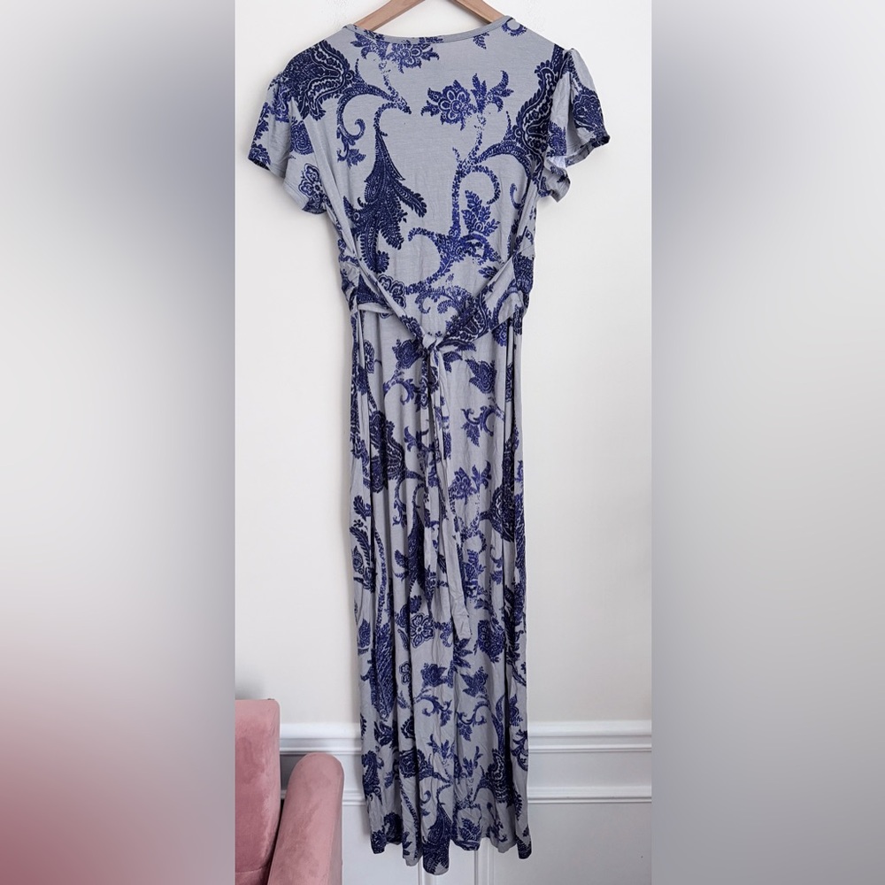 Seraphine Maternity Dress Ophelia Paisley Blue Knot Front Maxi 8 - Picture 2 of 6
